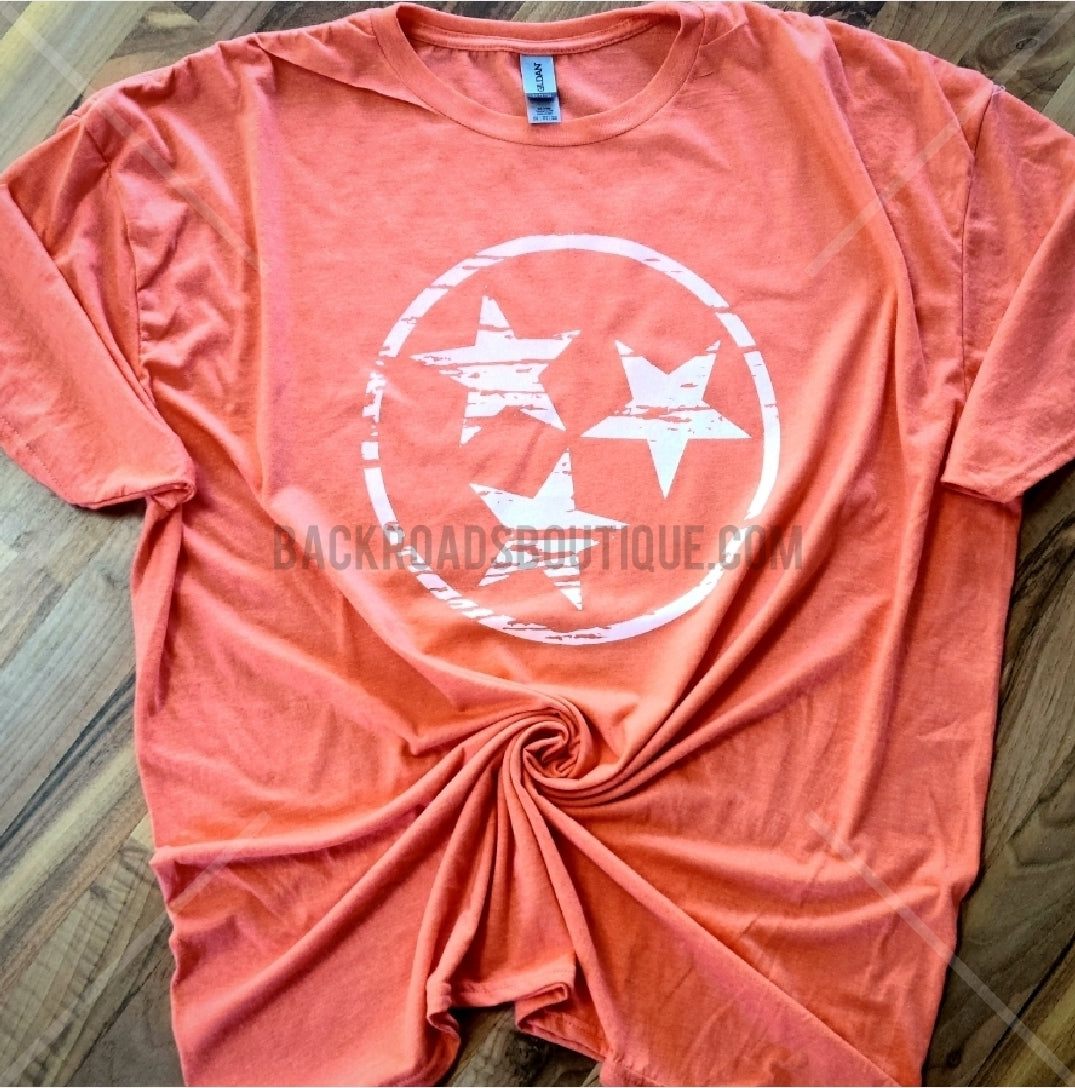 Distressed Tri Star Screen Print Transfer - 10.75 Inches Square - Also Available In Youth