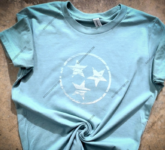 Youth Distressed Tri Star Screen Print Transfer - 5.5 Inches Square - Also Available In Adult